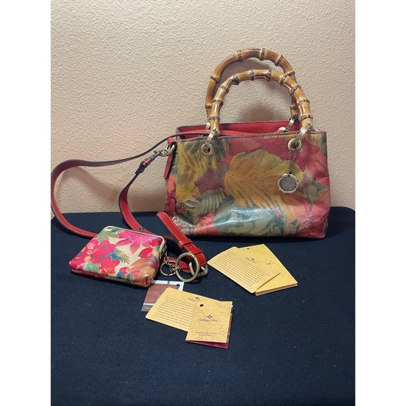 Patricia Nash Empoli Satchel Tropical Dreams Matching Kisslock Coin Purse - Picture 1 of 16